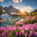 mountain lake in spring